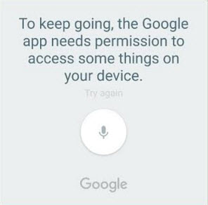 To keep going the Google needs permission to access some things on your device